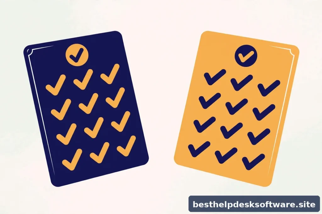 Abstract 3D illustration of two product boxes labelled only by colour, classic and new in navy and amber on a clean white background